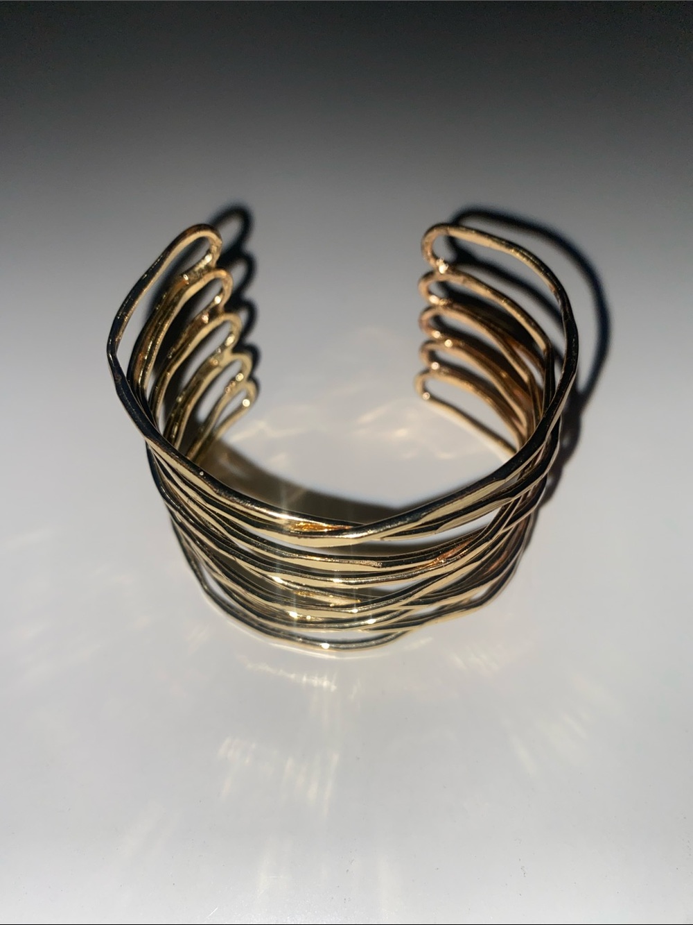 Gold Multi-Band Open Cuff Bracelet - Women Jewelry